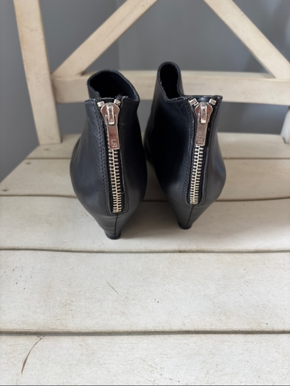 Loeffler Randall Annie black leather cut-out wedge boots Cutout PointedToe Mules - Picture 4 of 9
